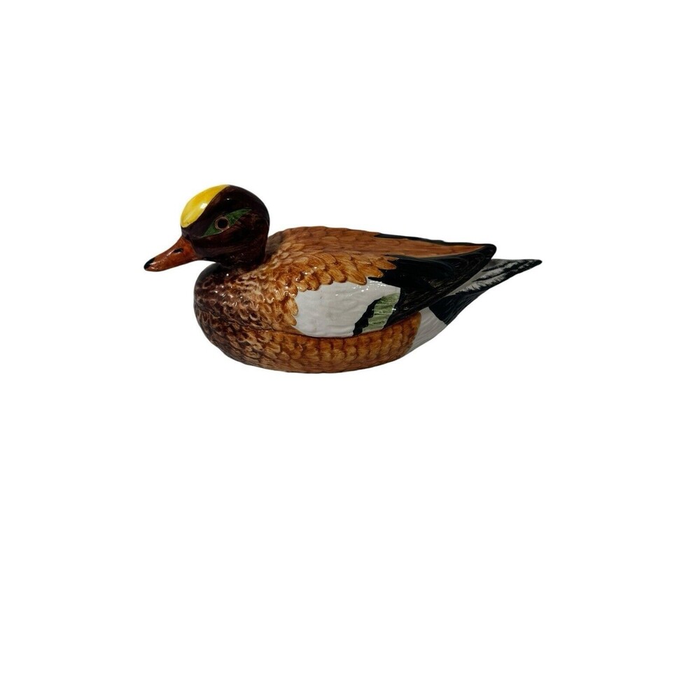 Wigeon  Duck Figurine Vintage- Handmade-Made In Italy Fantastic Colors Ceramic